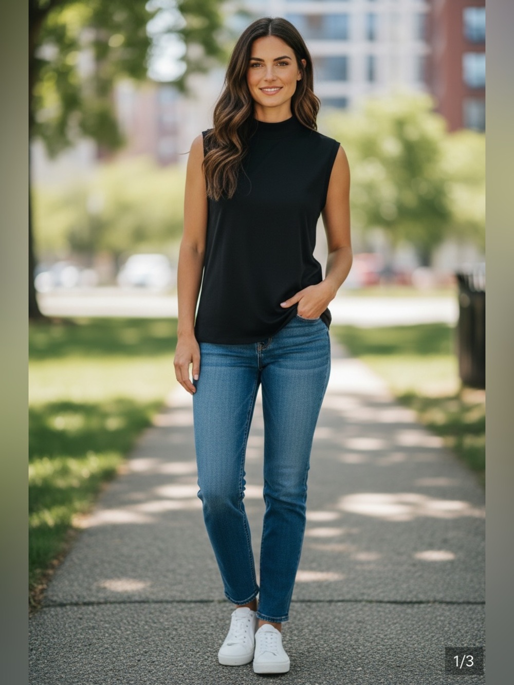 GAP Black Sleeveless Mock Neck Tank Top